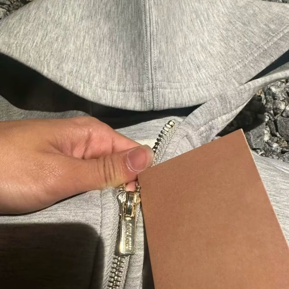 Miu Miu Miu Miu Ss23 Hooded Zippered Solid Color … - image 4